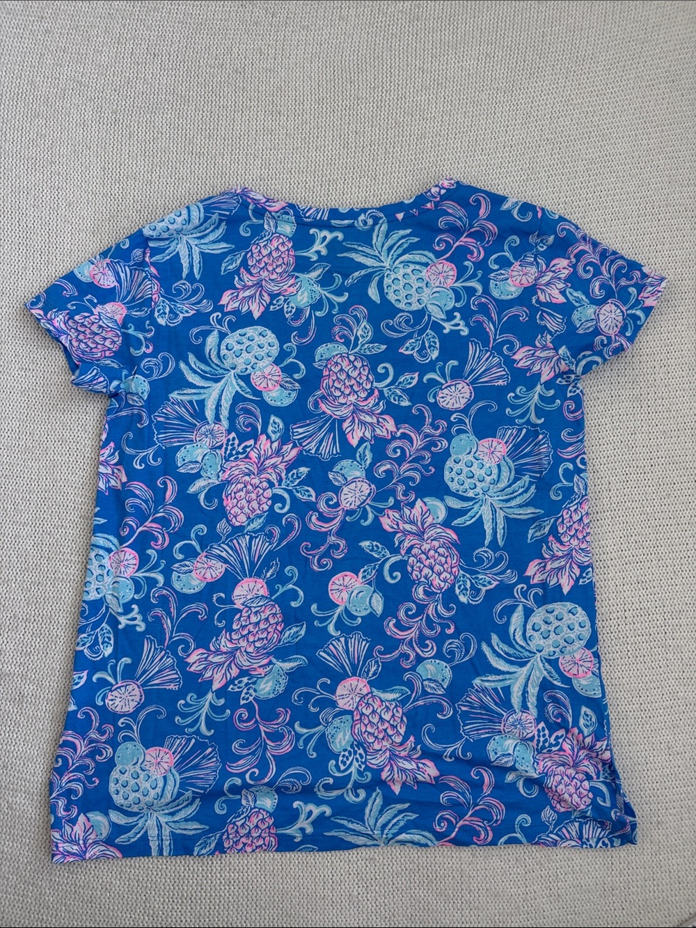 Lilly Pulitzer Meredith Short Sleeve Tee in Sunwashed Blue Citrus Crush Size Med - Picture 9 of 9